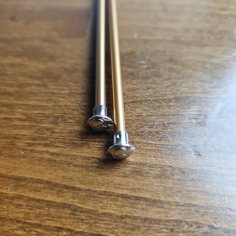 Pair Of Vintage Gold Size 6 Aluminum Knitting Needles 14" Length Unbranded